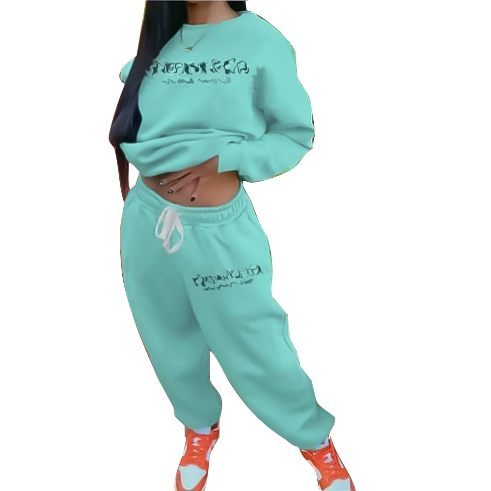 Y71561 欧美女装批发 冬季新款 潮流字母 卫衣卫裤 长袖长裤 套装