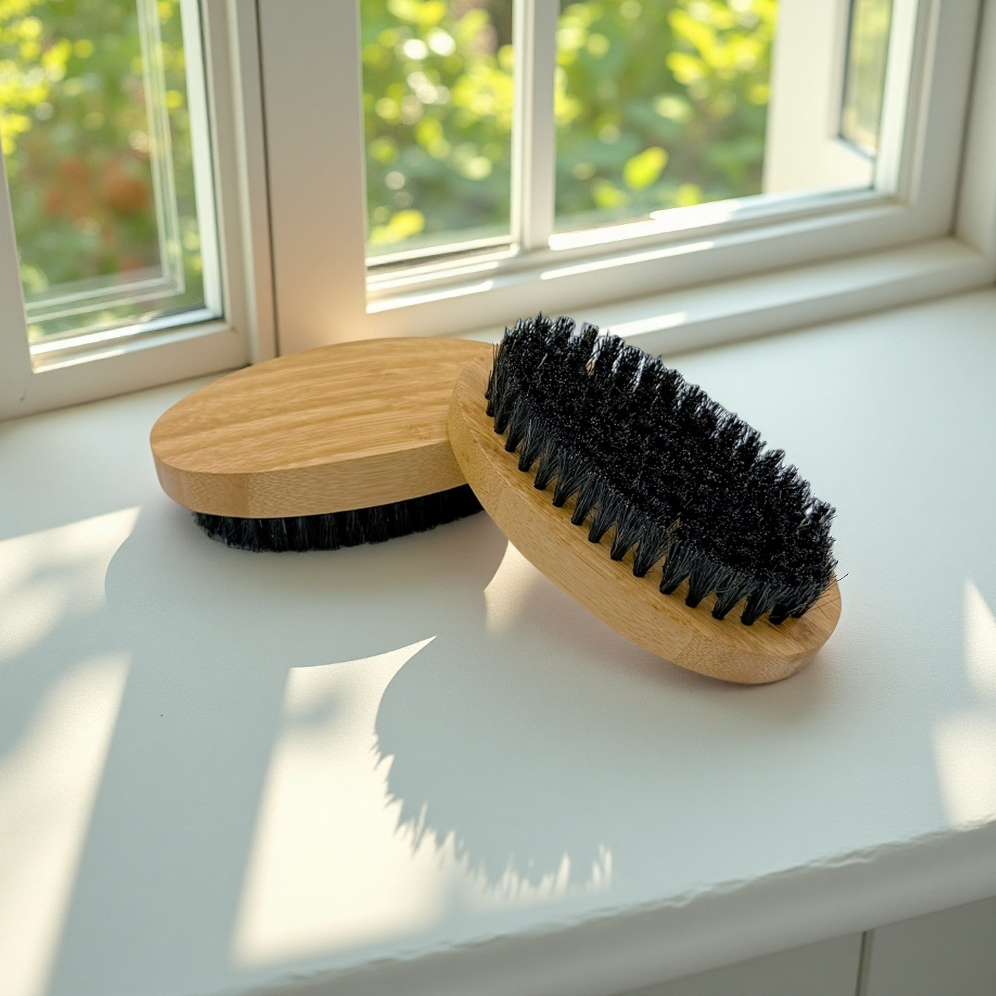 Cepillo de peinado de cabeza de aceite explosivo transfronterizo Cepillo de pelo roto Cepillo de melena de cerdo de bambú Cepillo de pelo portátil Cepillo de barba ovalado