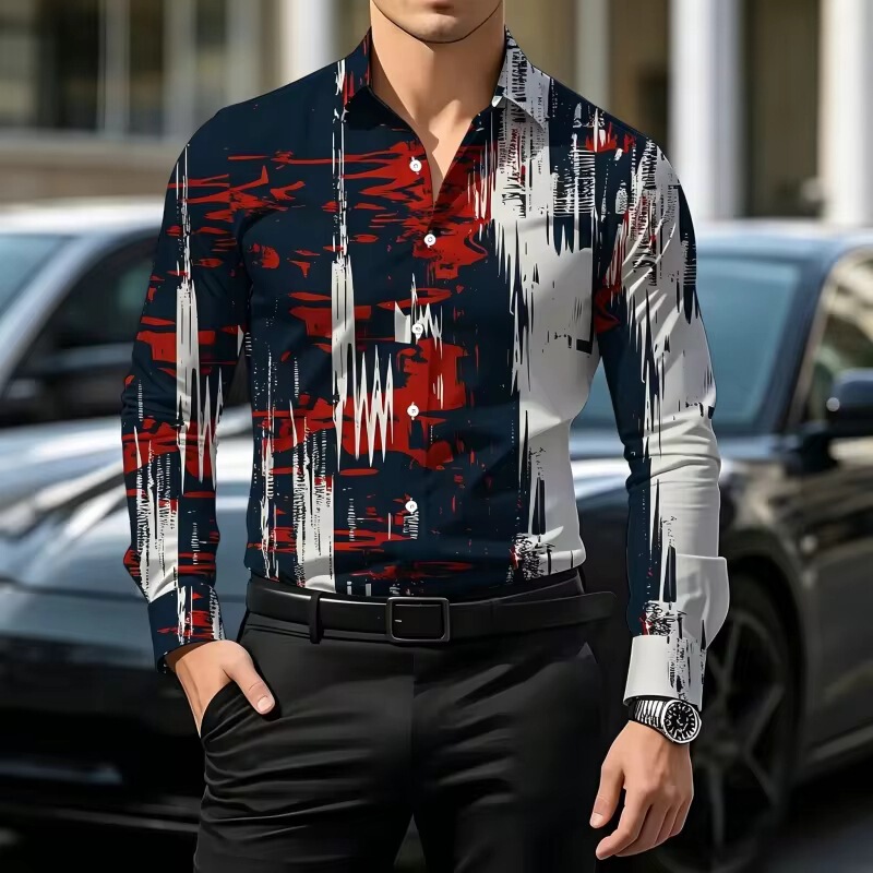 Cross-Border Amazon Independent Site Men's Shirts, Comfortable and Stylish Printed Casual Versatile Tops, Business Loose-Fitting