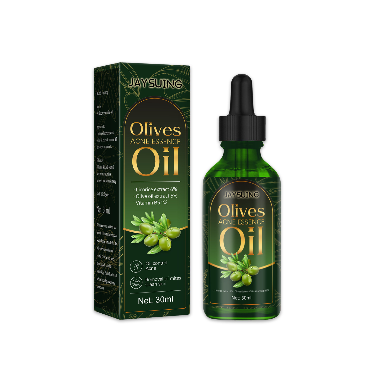 Olive Cleansing Essential zur Entfernung von Gesichtsöl bei Akne, milde feuchtigkeitsspendende Aknegruben-Reparaturflüssigkeit,_voghion.com