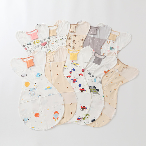 Newborn baby surrender style anti-jump sleeping bag, thin pure cotton anti-kick quilt, baby swaddle, suitable for all seasons in spring, autumn and summer