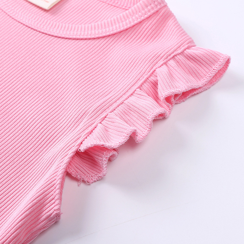 Polyester Fabric Type Basic Solid Color Polyester Girls Clothing Sets
