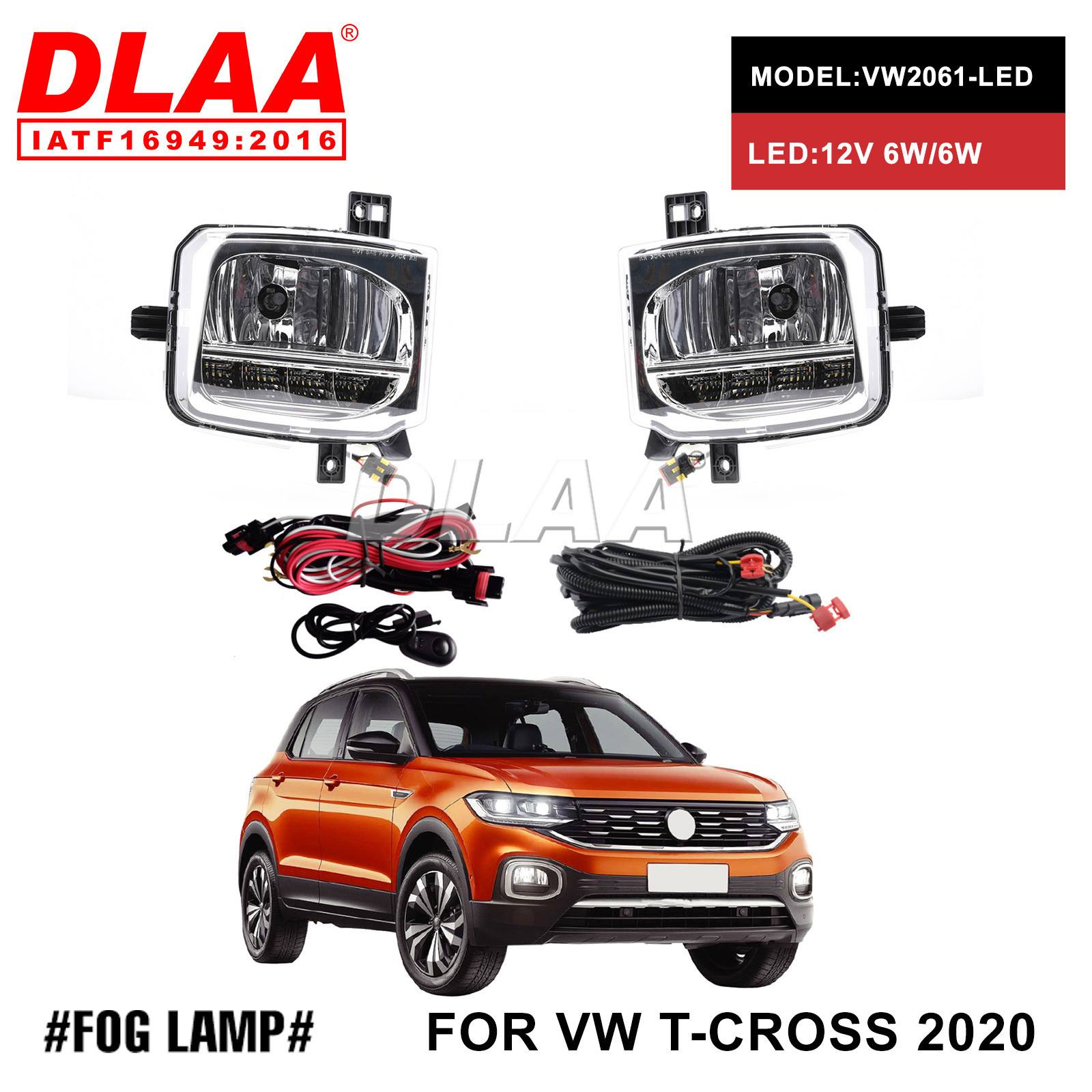 Para Volkswagen FOR VW T-CROSS 2020 luces diurnas luces de dirección amarillas LED conjunto de luces de niebla image 2