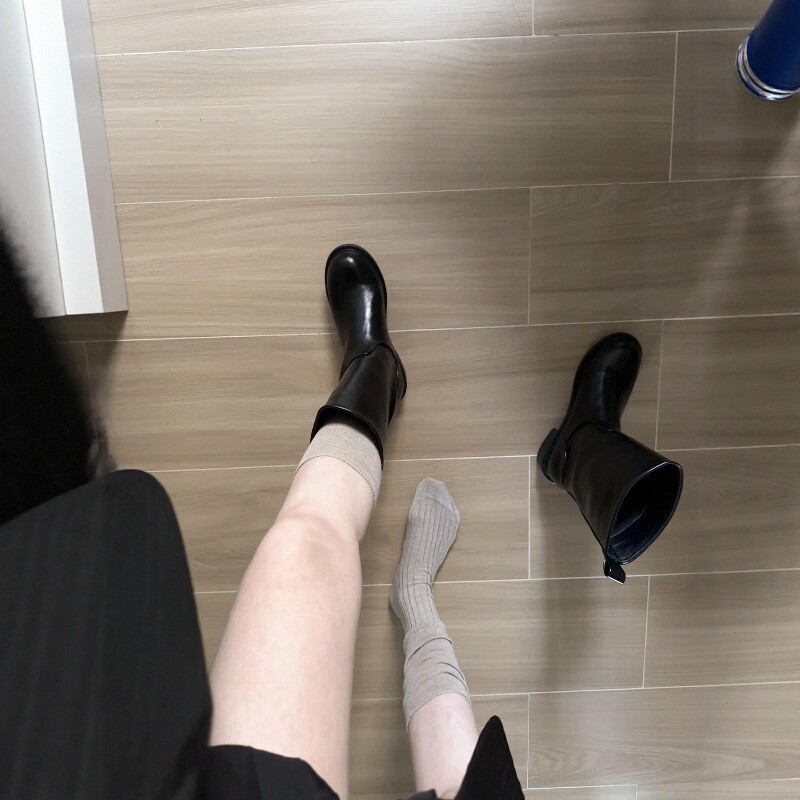 miu系芭蕾堆堆袜子女春秋网眼透气小腿袜韩系卡其竖条中筒袜百搭|undefined