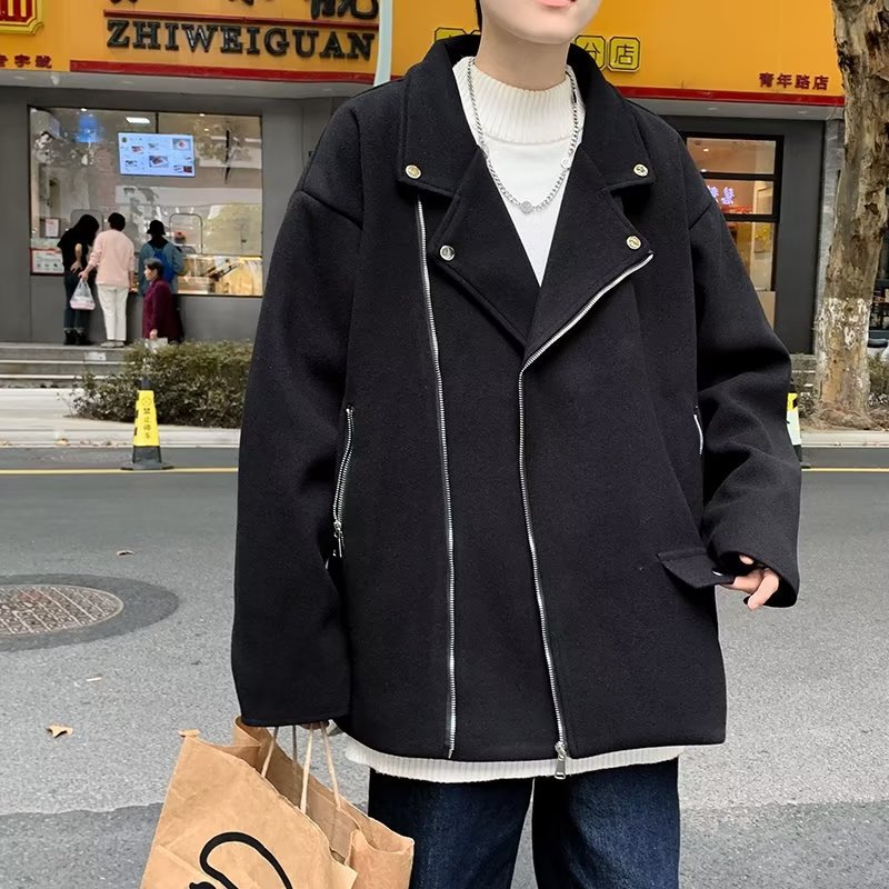 Chaqueta de traje grueso de moda para hombres, traje de marca de moda, abrigo de lana corto, otoño e invierno, ropa de hombre de calle frita de alta gama