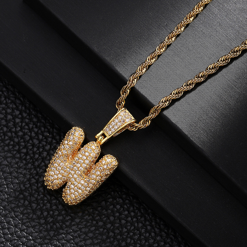 Nuevo cross-border 26 letras inglesas colgantes collares de bronce y piedra collares de moda simplista para hombres y mujeres