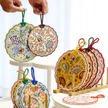 來樣定制 創意輕奢燙金陶瓷隔熱墊軟木底防滑防燙鍋墊批發家居裝