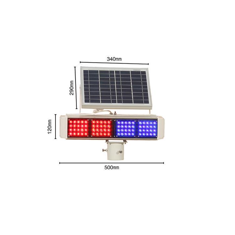 Lámpara estroboscópica solar, luz de advertencia de seguridad de tráfico, luz roja y azul intensa, luz de barricada de doble cara, luz estroboscópica de intersección image 4
