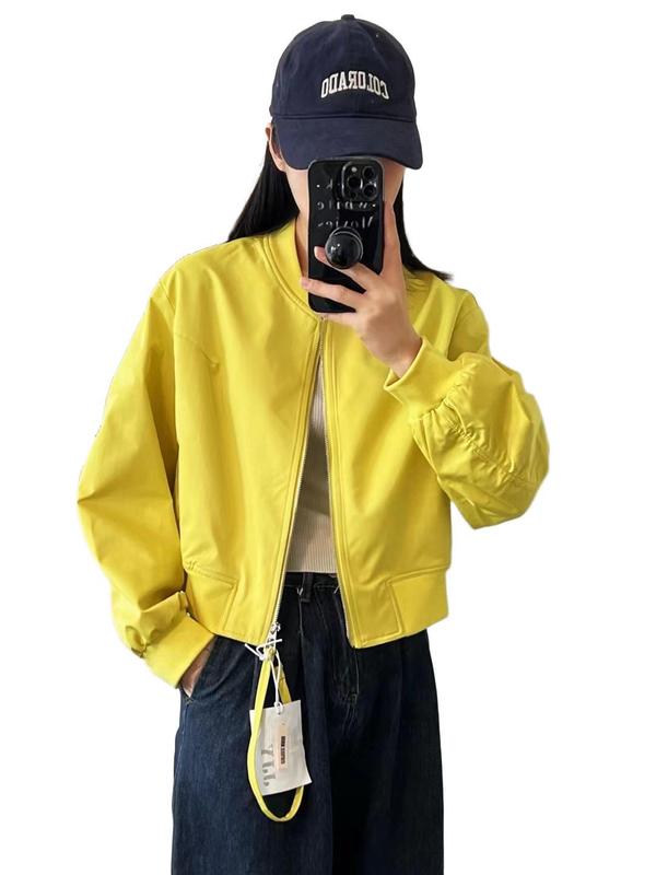 2025秋季新款韩版时尚圆领棒球服短外套女装宽松休闲百搭夹克上衣|undefined