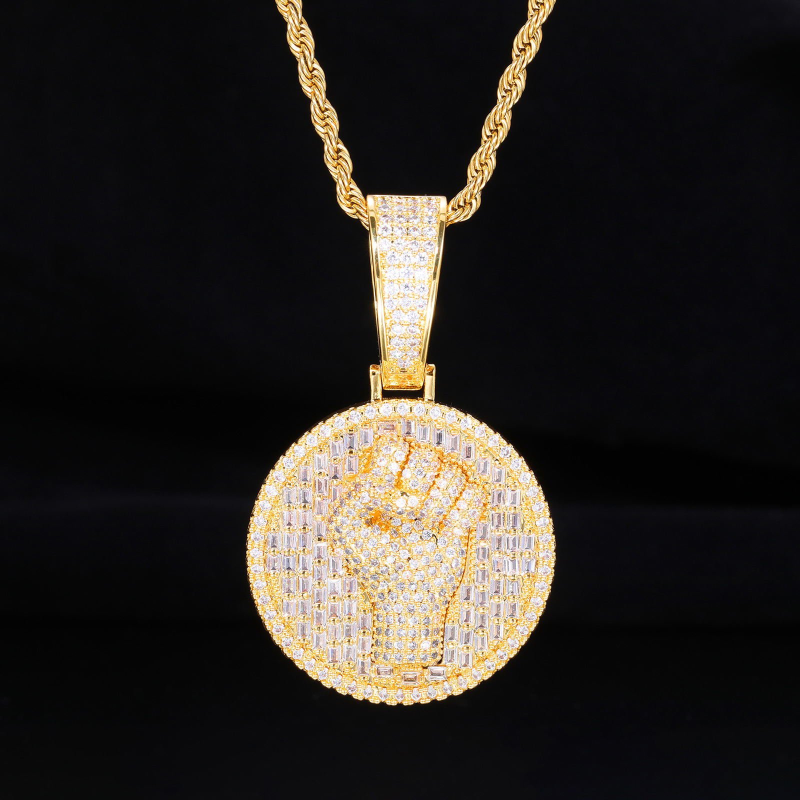 copper pendant hip-hop style with zircon