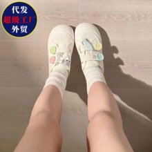 原创小众设计奶fufu小白鞋女2026夏秋季新款纽扣魔术贴休闲鞋女