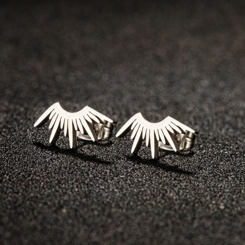 18K Gold, Real Gold Plated Plating Material Ear Studs Classification 1 Pair Quantity PVD Coated 18K Gold Real Gold Plated Sector 304 Stainless Steel Simple Style Waterproof Non Tarnish Ear Studs