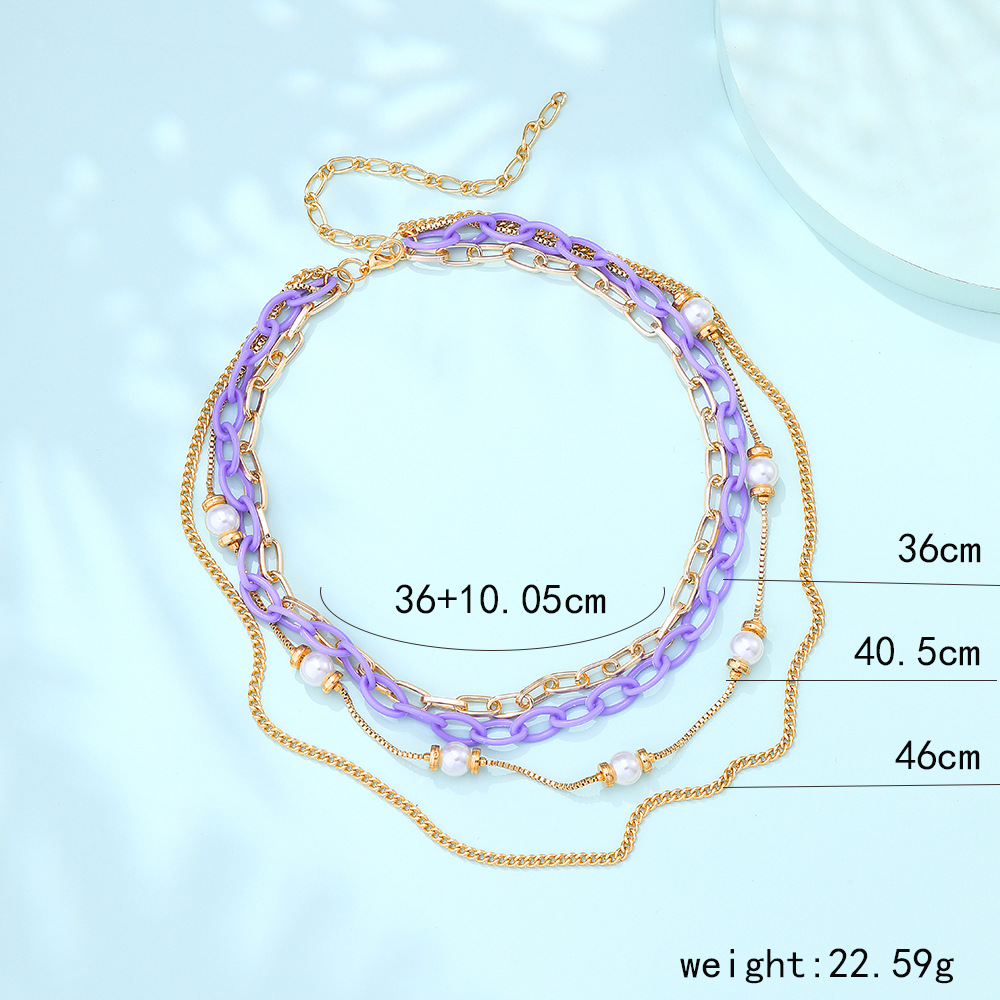 new fashion soft pottery flower necklace personality stitching color chain multilayer necklacepicture34