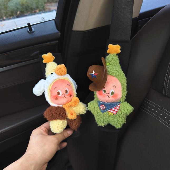 Car seatbelt shoulder pads, cute decorative covers, soft and extended, a pair for couples, car protection
