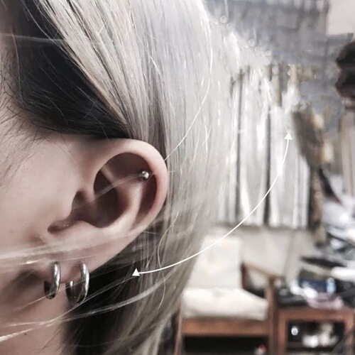 Japanese and Korean Original Host Style Famous Street Personality Hip-hop Cool Titanium Steel Ear Cuffs for Men and Women Round Ear Clips