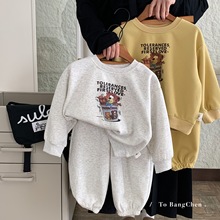 邦诚男童休闲套装2025春秋新款韩版儿童卡通宽松两件套宝宝秋装潮