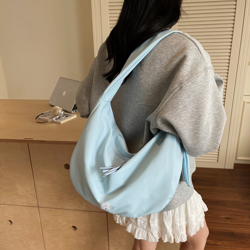 2025夏季上新小清新华夫格女士帆布单肩包质感时尚斜挎包包女|undefined