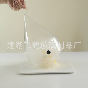 Manufacturer Wholesale High Borosilicate Glass Dry Ice Creative Tableware Transparent Glass Cover Restaurant Special Glass Cover with Holes