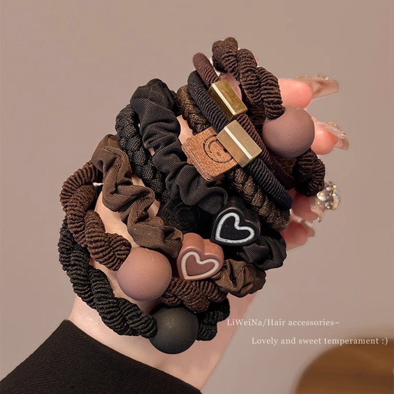 Temperamento simple, alta elasticidad y durabilidad, cuerda de cabello para mujeres, anillo de cabello no dañando el cabello bajo, toque de banda de goma de cola de caballo