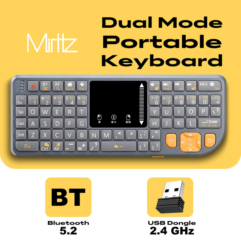 Mini Keyboard with Touchpad 2.4G+BT Seven-Color Backlight Rechargeable Suitable for Computer and TV Set-Top Box