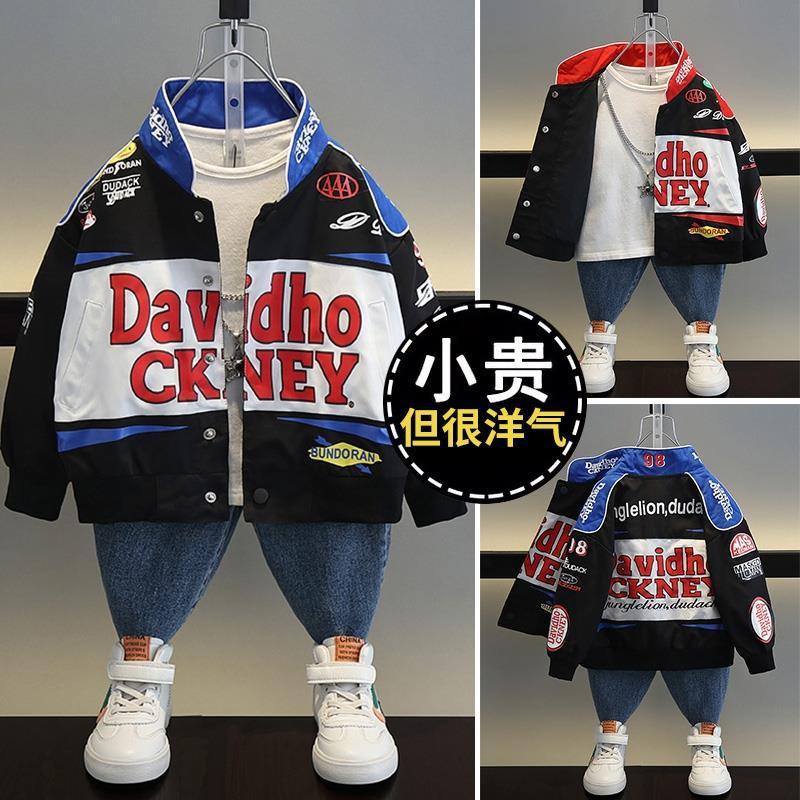 2024 새로운 소년 코트 봄과 가을 재킷 최고의 어린이 봄 옷 인터넷 인기있는  잘 생긴 바이커 옷