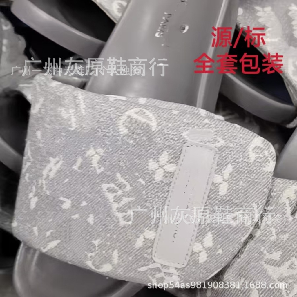 Burro casa zapatillas de velcro de suela gruesa mujer 2024 nuevo estilo exterior moda antideslizante mezclilla letras chanclas comercio exterior