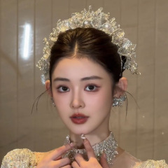 豪華で重い手作りのアイスペルシルバーの輝く花嫁のクラウンセットの高級感があります。