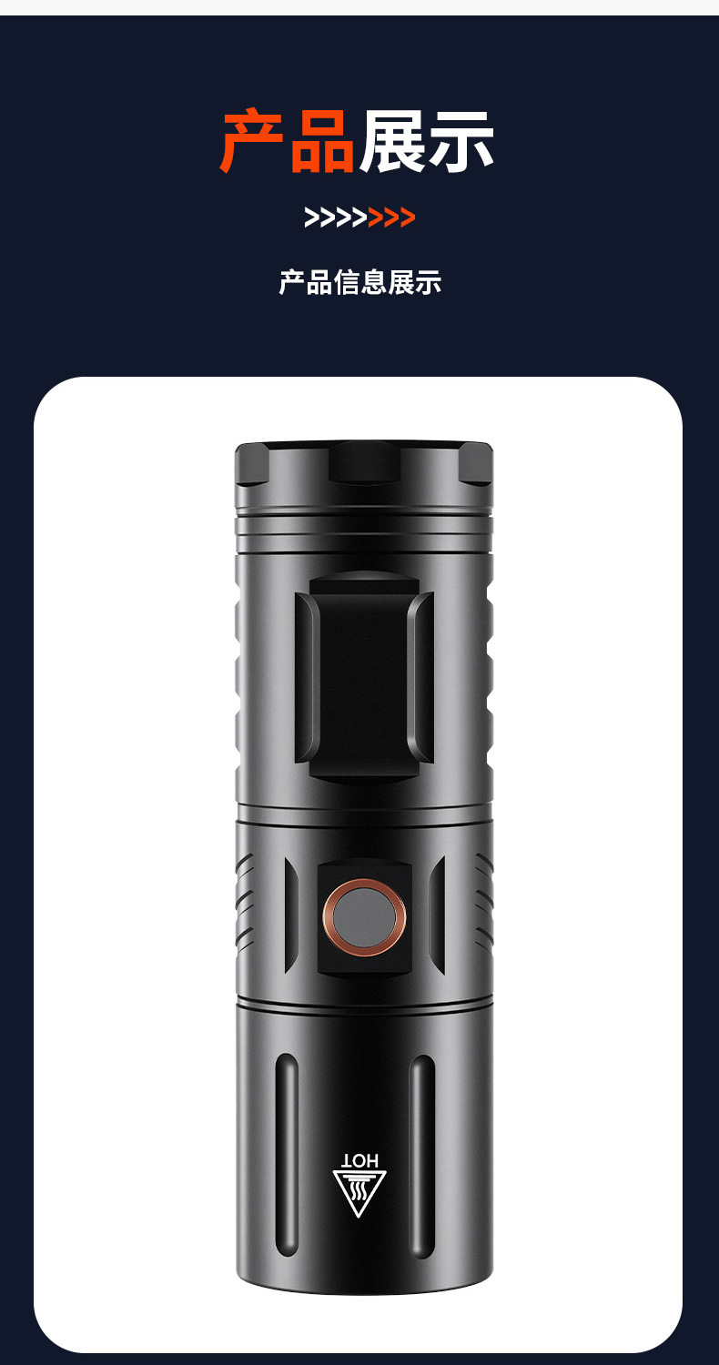 Cross-border ultra-bright flashlight, strong light laser beam, emergency rechargeable portable self-defense fixed-focus white laser flashlight