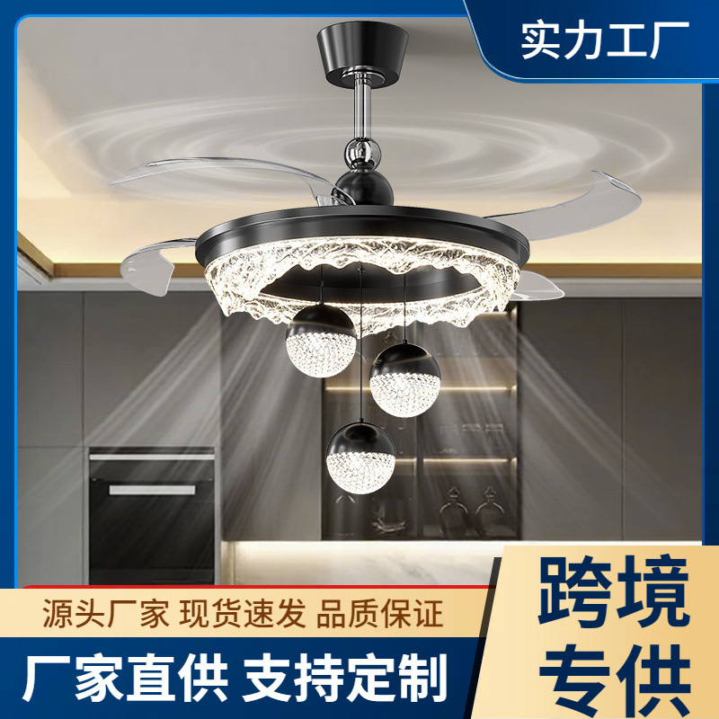 Fan Lamp Ceiling Fan Lamp Invisible Restaurant Chandelier 2025 New Accessible Luxury High-End Home Italian Normcore Bedroom Lamp