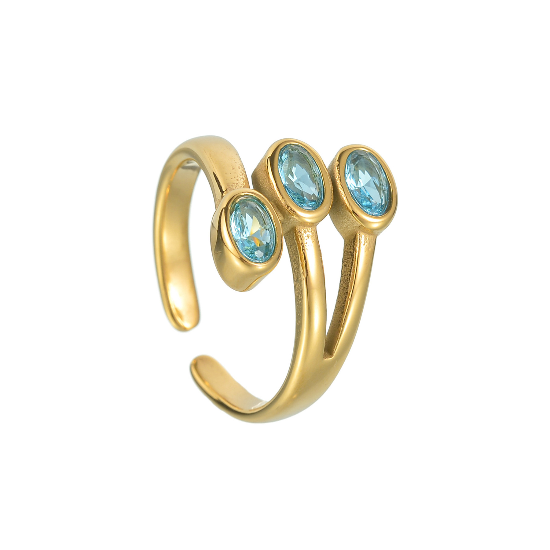 201 Stainless Steel Material Color Block Pattern Unisex Gender PVD Coated Real Gold Plated Color Block Stainless Steel Retro Waterproof Non Tarnish Open Rings