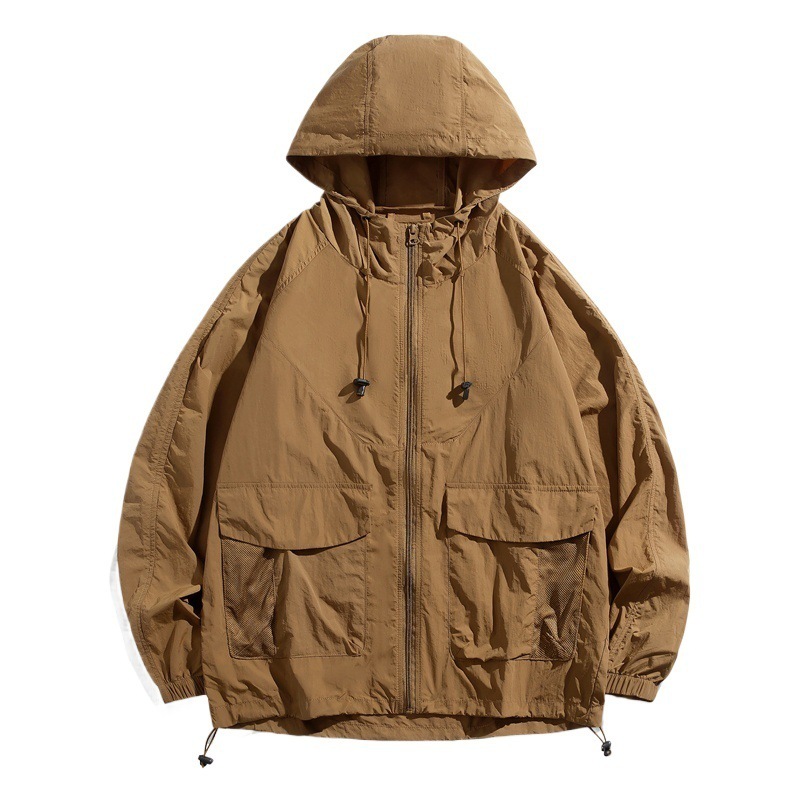 Ropa de protección solar Ropa de protección solar de nailon con capucha Ropa de piel Pareja de hombre Verano ultrafino Piel de pesca al aire libre transpirable image 5