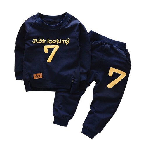 Fashion new spring and autumn children's suits round neck long-sleeved trousers male and female baby two-piece set Korean style children's clothing dropshipping