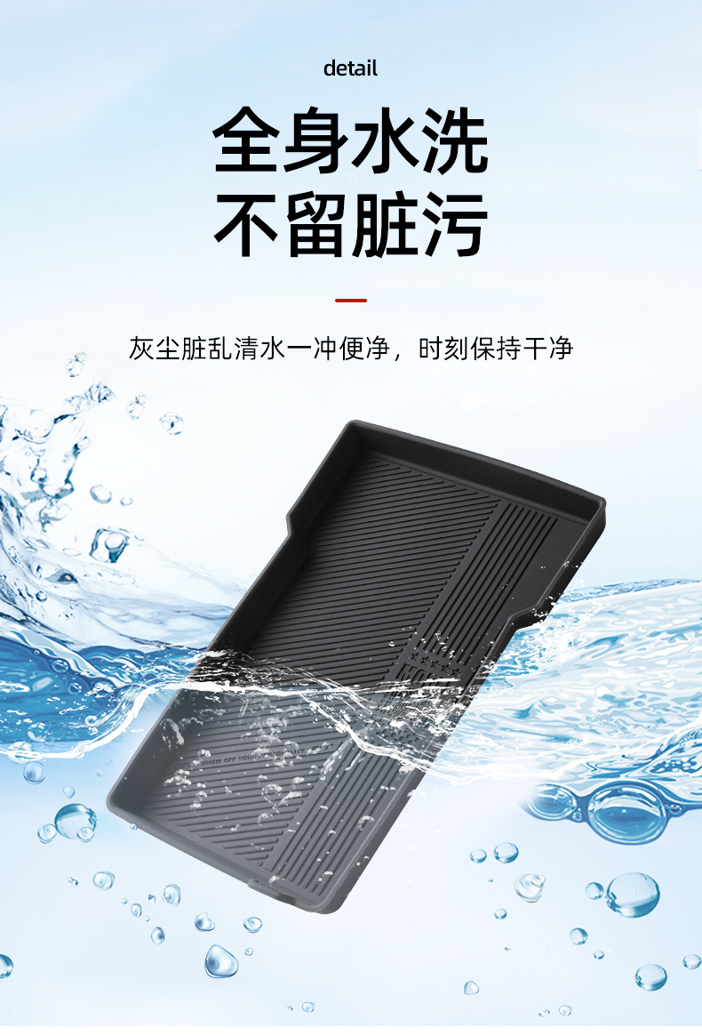 Suitable for the New Version of Tesla Model 3Yl Central Control Armrest Box Lower Storage Box Silicone Anti-Slip Mat Accessories