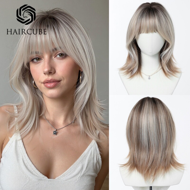 Women's Wig with Short, Stylish, Shoulder-Length Hair and Bangs, Made of High-Temperature Fiber, Summer Hot-Selling Short Style, Amazon Wigs Women's Wig with Short, Stylish, Shoulder-Length Hair and Bangs, Made of High-Temperature Fiber, Summer Hot-Selling Short Style, Amazon Wigs