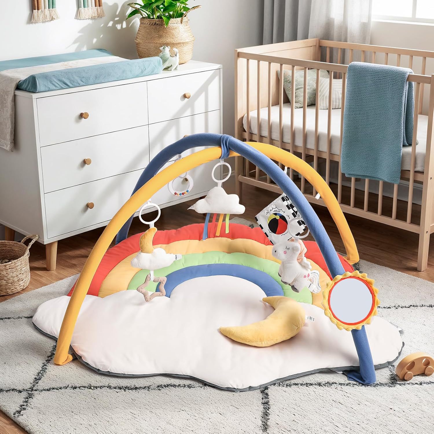 Play Mat Floor Tummy Time Mat Promotes Motor Skills and Sensory Development Mat Washable Baby Activity Mat