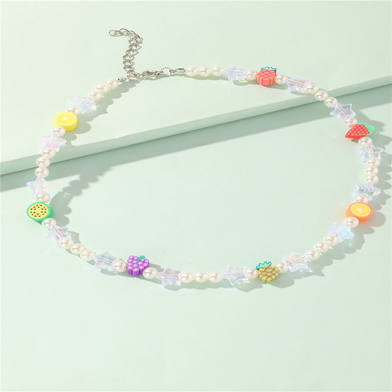 colorful rice bead pearl fruit cute necklace wholesale jewelry Nihaojewelry