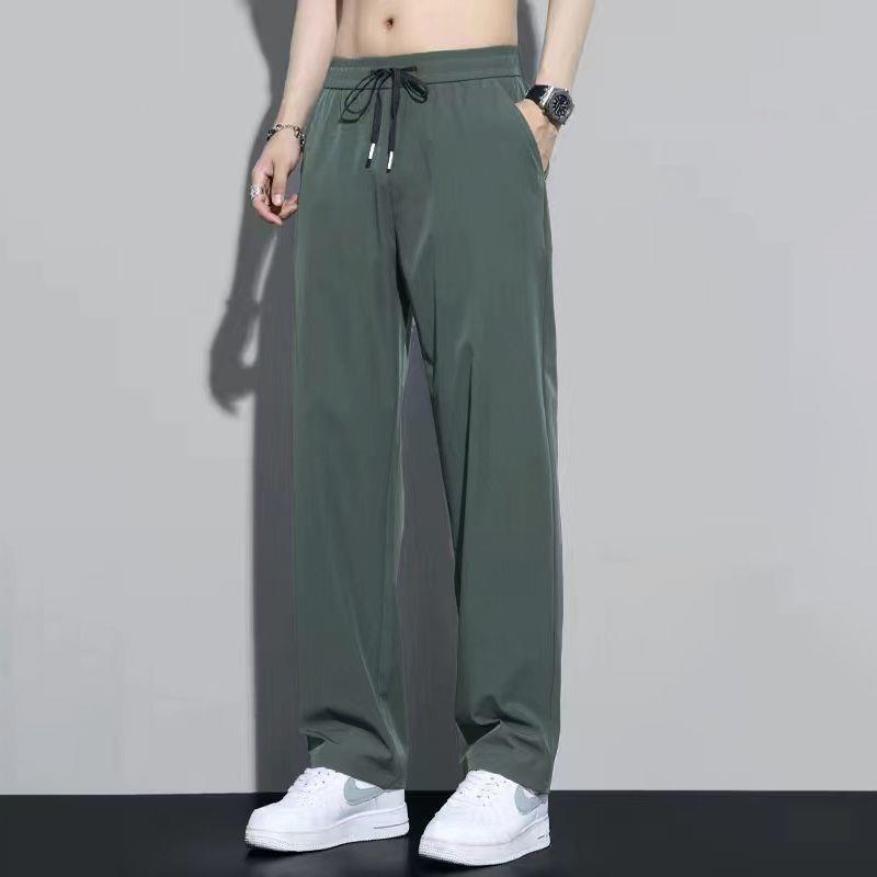 アイスシルクメンズパンツ薄型ストレートルーズパンツ大きいサイズスポーツ速乾性2025新しい夏カジュアル|undefined