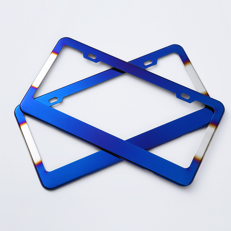 Marco para Placa de Matrícula Estándar Americano de Acero Inoxidable Azul