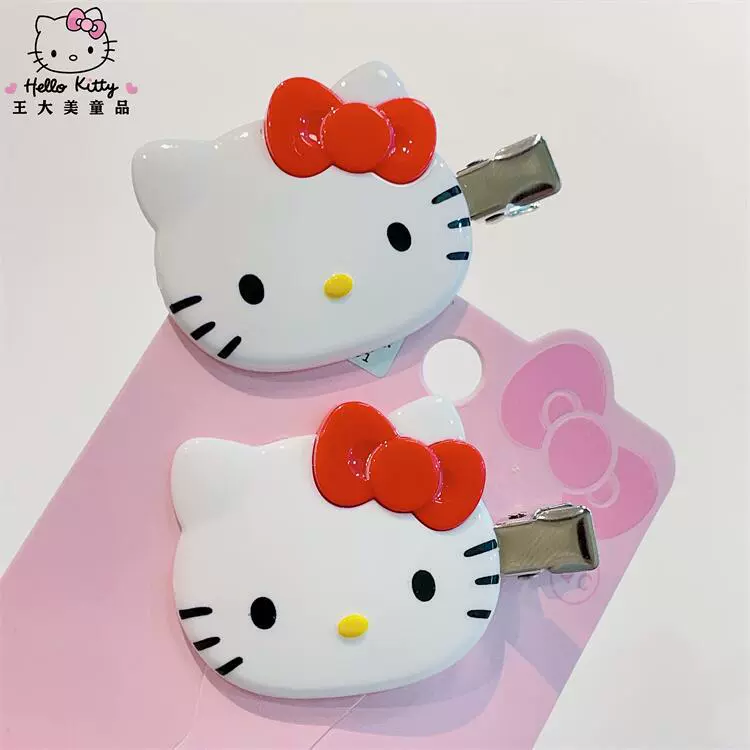 Заколки для волос Hello Kitty - подлинная детская заколка, пара розовая или красная
