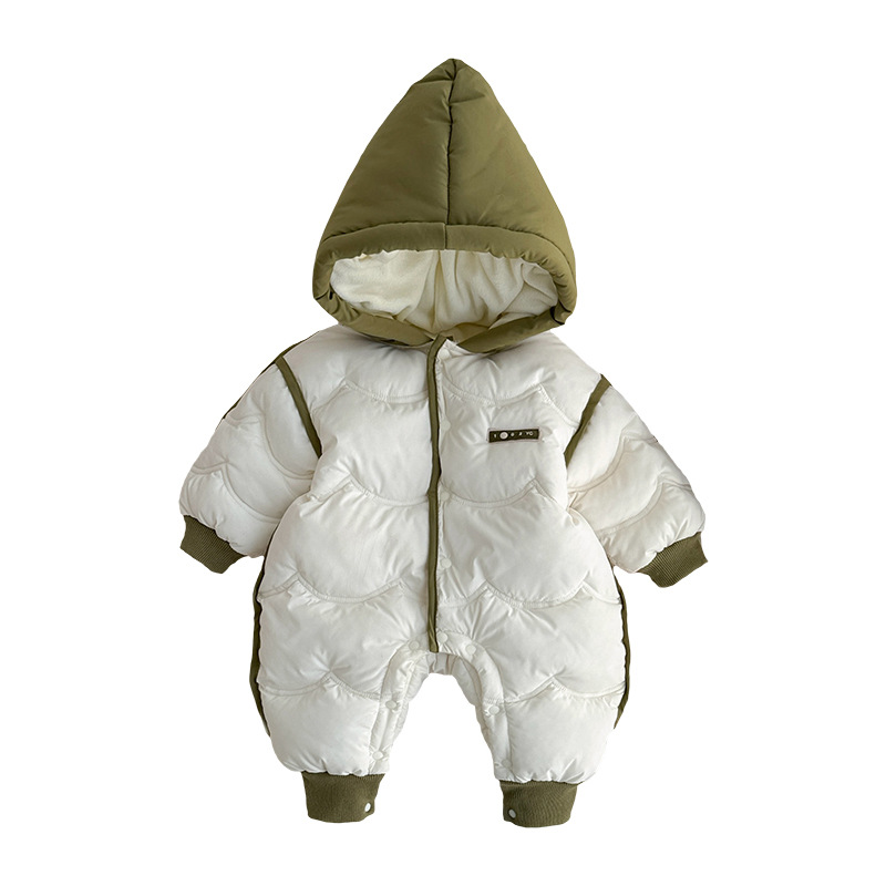 2024 nuevo estilo de invierno bebé coreano estilo occidental a juego, grueso, cálido, cómodo y suave, chaqueta de algodón de una pieza para bebé