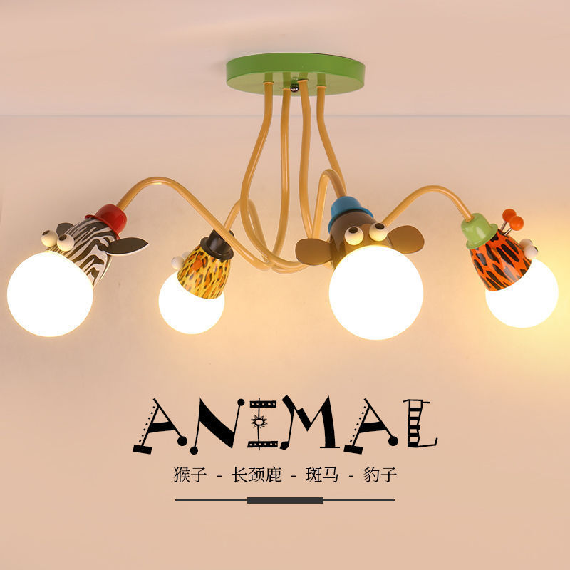 Children's Room Lighting Princess Boy Cartoon Animal Head Bedroom Lamp Led Ceiling Light Stepless Dimming Whole House Ultra-Thin