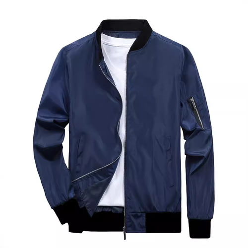 Fashion Men's Jacket Spring and Autumn Casual Thin Cardigan Youth and Middle-aged Zip-up Stand Collar Large Size Outerwear
