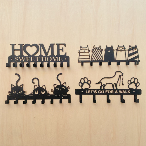 Home Decor Iron Craft Wall-Mounted Animal Rack, American-Style Metal Key Hooks & Storage Shelf