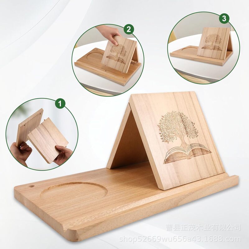 Wooden Small Bookshelf Triangular Book Rack with Cup Pen Rack Book Holder Bedside Table Office Desk Mini Bookshelf