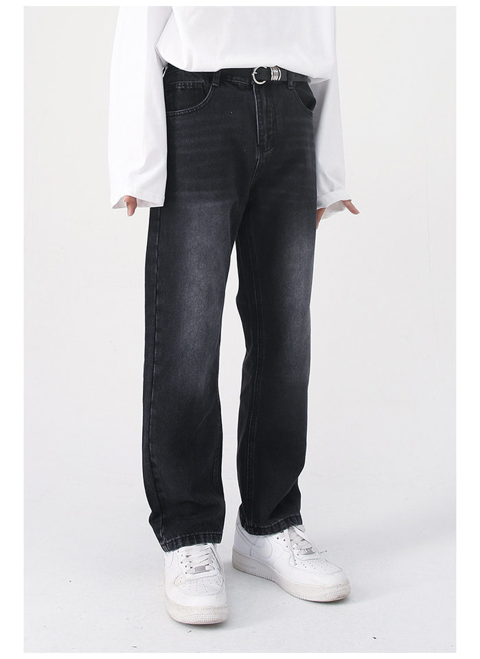 Quần jean nam ống thẳng lửng 9 tấc cạp vừa phong cách Hàn Quốc — Màu xám, Màu đen, Xanh denim, Xanh lam đậm chi tiết 26