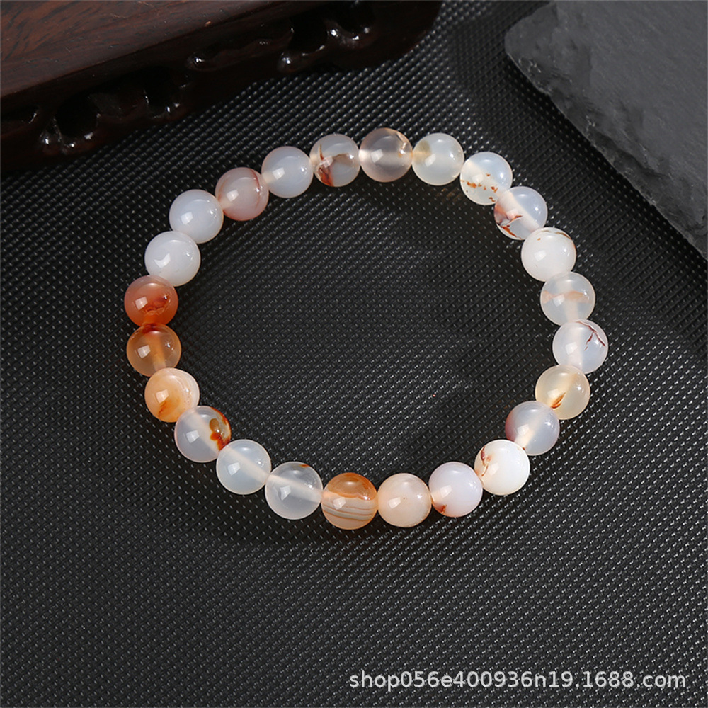 Moda simple 8mm pulsera de piedra de ágata natural alta sensación de mano de cristal cuentas pulsera comercio exterior al por mayor damas