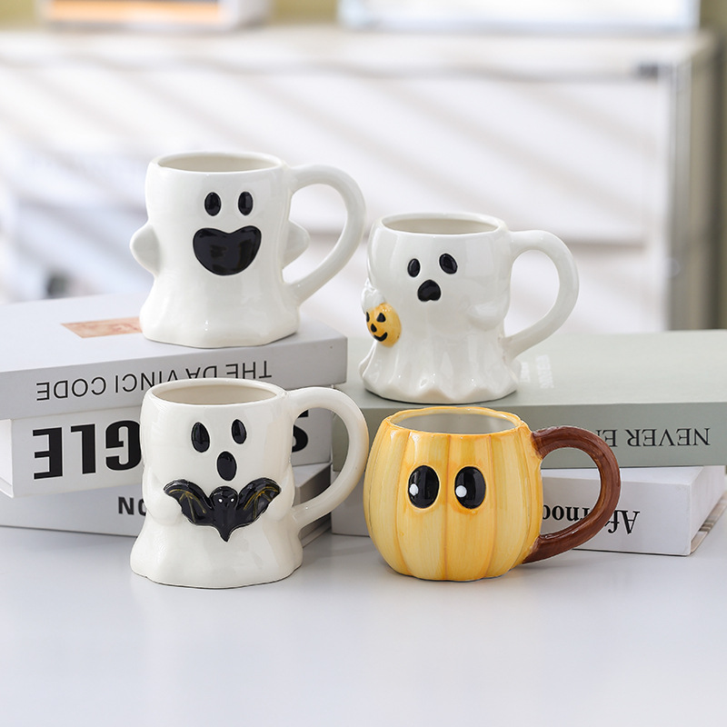 Halloween Mug Cute Water Cup Souvenir Girlfriend Gift Cartoon Ghost Pumpkin Ceramic Cup