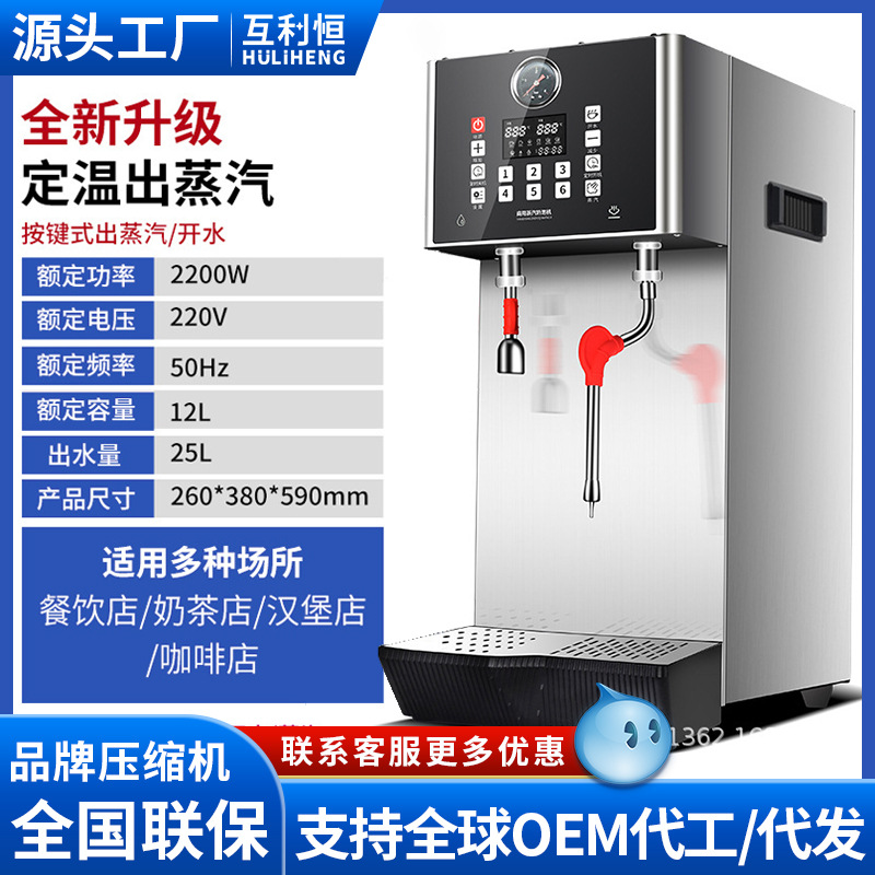 Caldera de Vapor para Leche, Espumador de Leche, Cafetería, Extractor de Té Multifuncional, Máquina de Vapor de Temperatura Constante de Doble Cabezal, Caldera de Agua Comercial