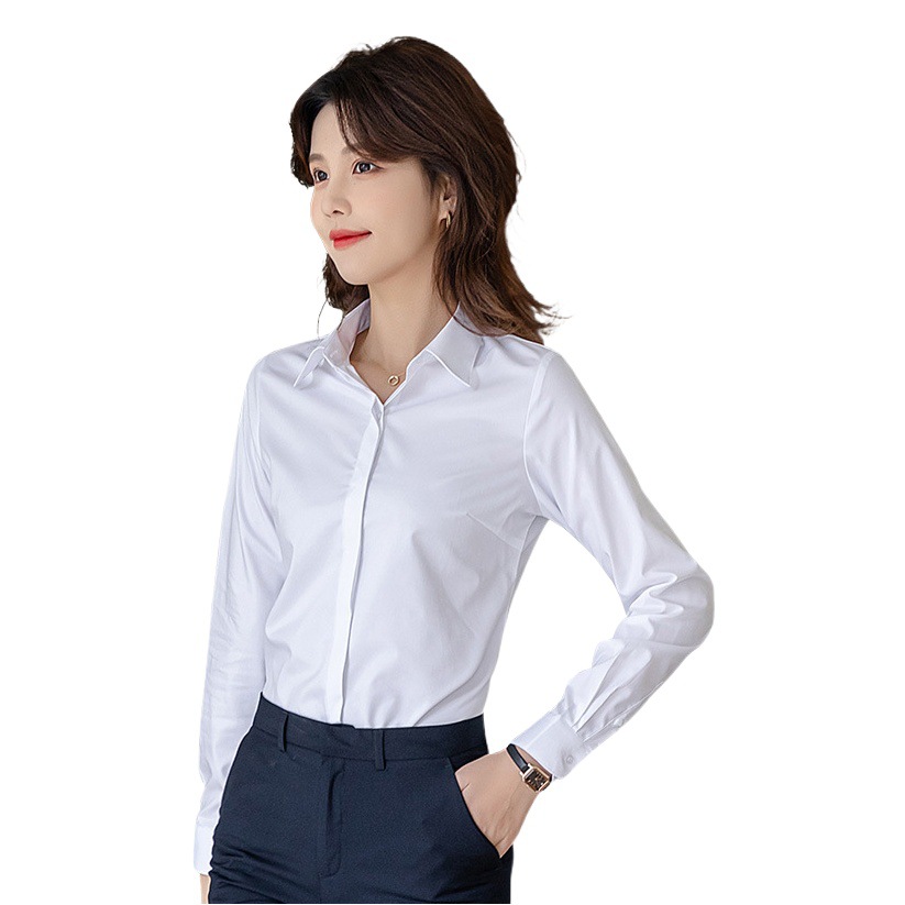Fibra de bambú nuevo desgaste del negocio ol camisa blanca las mujeres manga larga más tamaño ropa trabajo cómodo camisa las mujeres al por mayor