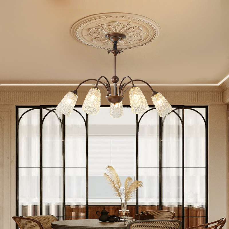 Araña de sala de estar, estilo chino americano, luz principal de salón, estilo francés romántico Nanyang, diseño, iluminación de dormitorio de comedor